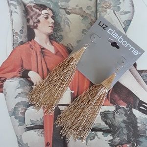 Goldtone Liz Claiborne Tassel Earrings